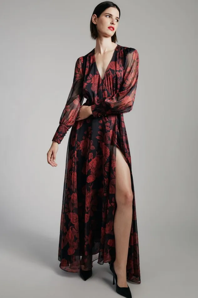 Bardot Day To Night Dresses Women Lucianna Maxi Wrap Dress In Red Floral Red Floral Bardot Day To Night Dresses Women Lucianna Maxi Wrap Dress In Red Floral Red Floral