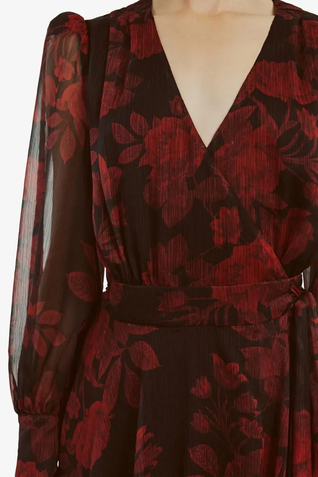 Bardot Day To Night Dresses Women Lucianna Maxi Wrap Dress In Red Floral Red Floral Bardot Day To Night Dresses Women Lucianna Maxi Wrap Dress In Red Floral Red Floral