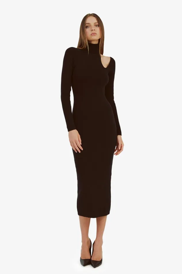 Bardot Day To Night Dresses Women Olesa Asymmetric Knit Dress In Black Black Bardot Day To Night Dresses Women Olesa Asymmetric Knit Dress In Black Black
