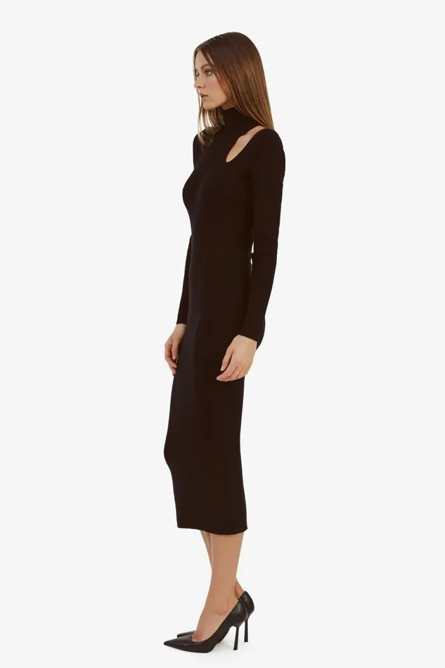 Bardot Day To Night Dresses Women Olesa Asymmetric Knit Dress In Black Black Bardot Day To Night Dresses Women Olesa Asymmetric Knit Dress In Black Black