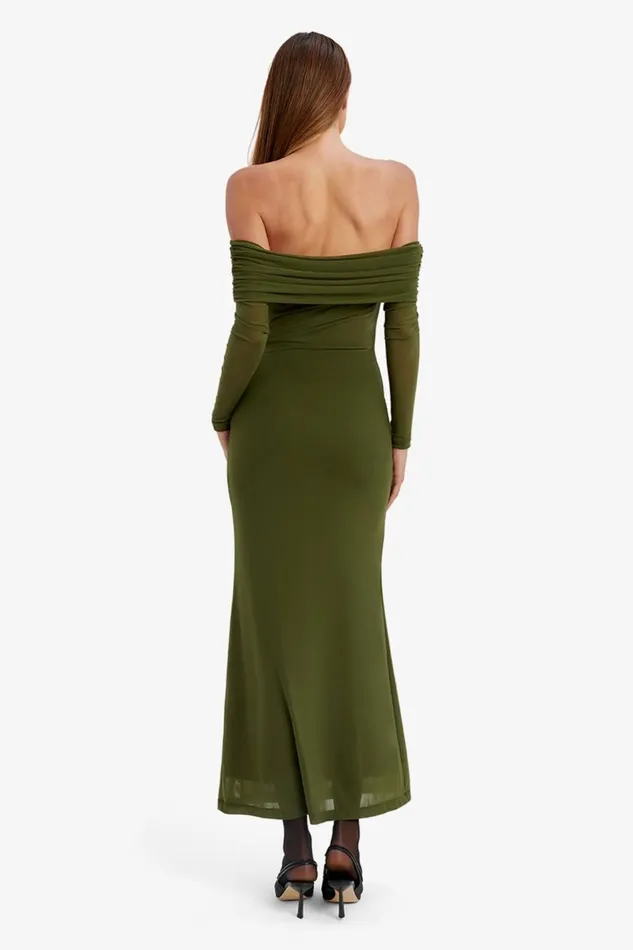 Bardot Day To Night Dresses Women Saphia Mesh Maxi Dress In Khaki Khaki Bardot Day To Night Dresses Women Saphia Mesh Maxi Dress In Khaki Khaki