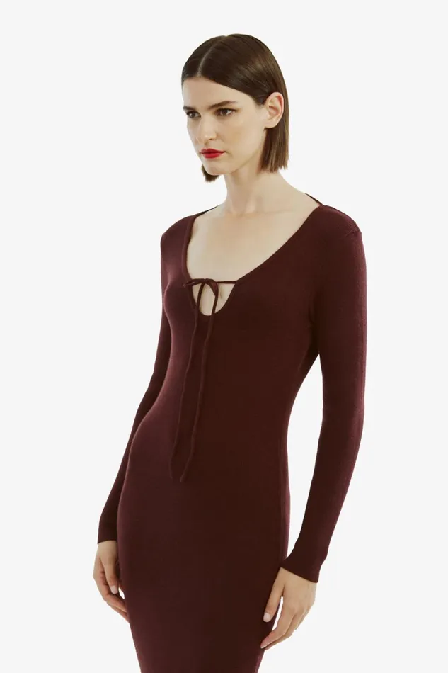 Bardot Day To Night Dresses Women Verona Knit Midi Dress In Burgundy Burgundy Bardot Day To Night Dresses Women Verona Knit Midi Dress In Burgundy Burgundy