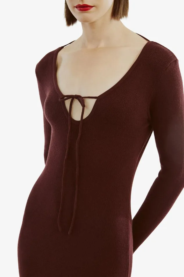 Bardot Day To Night Dresses Women Verona Knit Midi Dress In Burgundy Burgundy Bardot Day To Night Dresses Women Verona Knit Midi Dress In Burgundy Burgundy