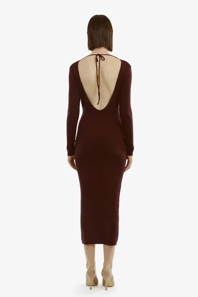 Bardot Day To Night Dresses Women Verona Knit Midi Dress In Burgundy Burgundy Bardot Day To Night Dresses Women Verona Knit Midi Dress In Burgundy Burgundy