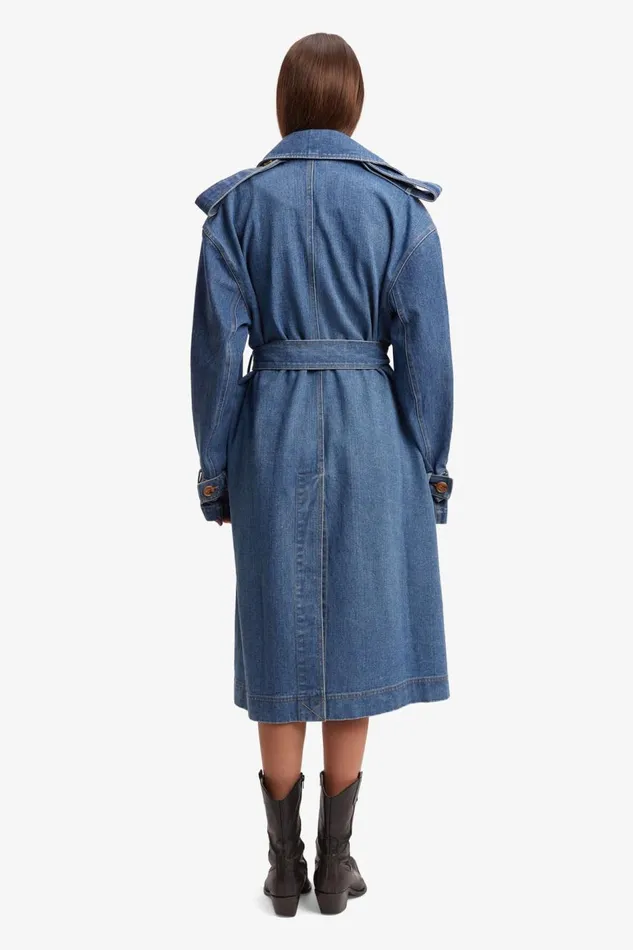 Bardot Denim Jackets Women Oversized Denim Trench Coat In Vintage Vintage Bardot Denim Jackets Women Oversized Denim Trench Coat In Vintage Vintage