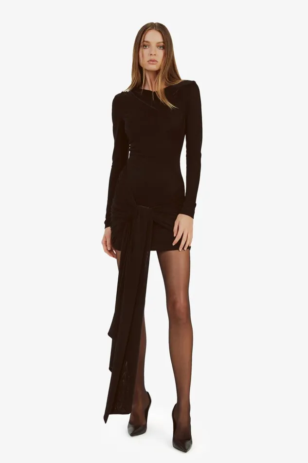 Bardot Occasion Dresses Women Cassidy Tie Front Dress In Black Black Bardot Occasion Dresses Women Cassidy Tie Front Dress In Black Black