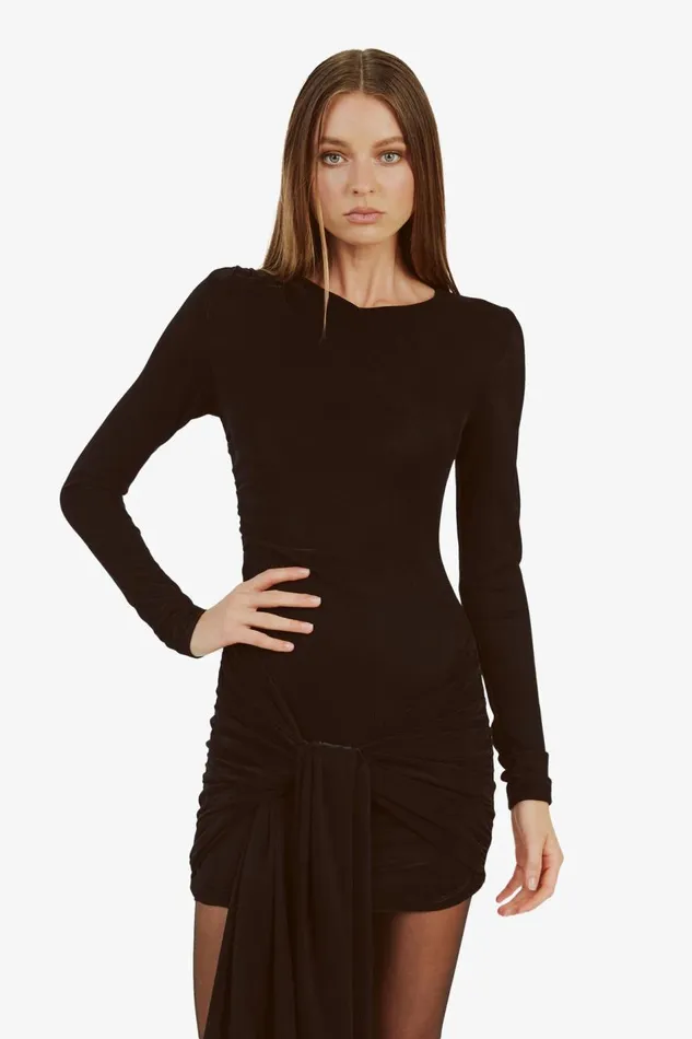 Bardot Occasion Dresses Women Cassidy Tie Front Dress In Black Black Bardot Occasion Dresses Women Cassidy Tie Front Dress In Black Black