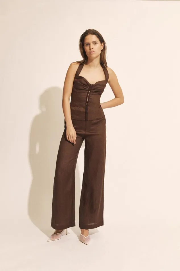 Bardot Pants Women Enya Linen Pant In Chocolate Chocolate