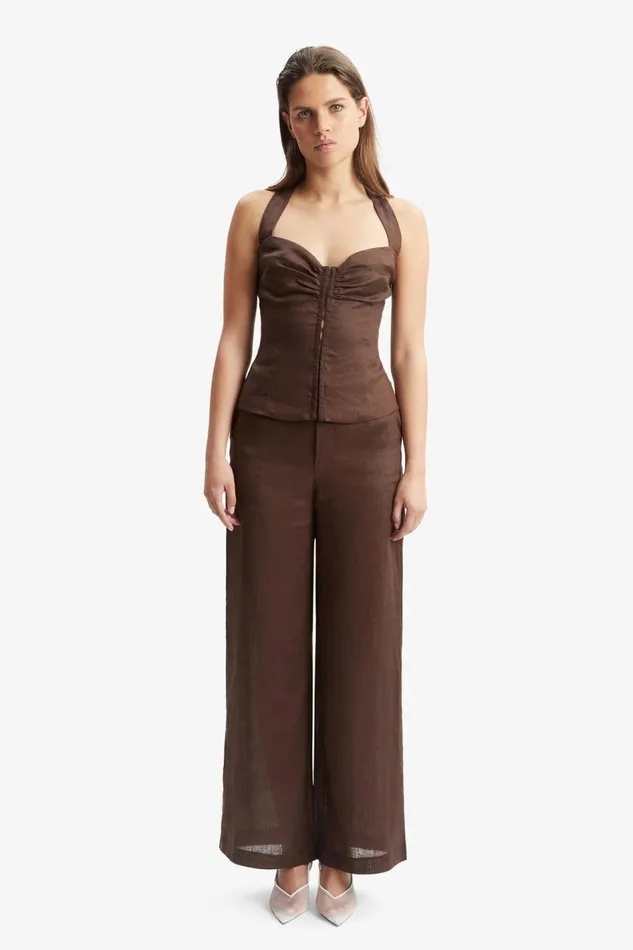 Bardot Pants Women Enya Linen Pant In Chocolate Chocolate Bardot Pants Women Enya Linen Pant In Chocolate Chocolate