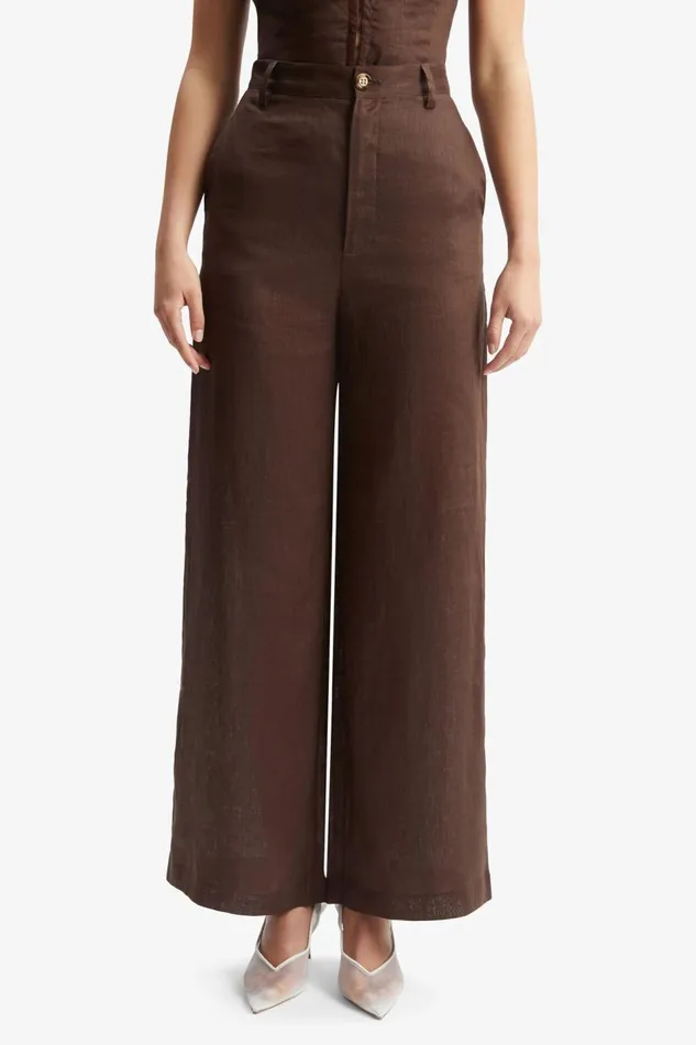 Bardot Pants Women Enya Linen Pant In Chocolate Chocolate Bardot Pants Women Enya Linen Pant In Chocolate Chocolate