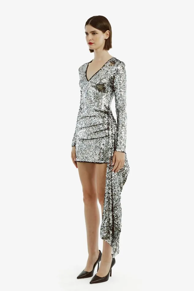 Bardot Party Dresses Women Ayanna Sequin Mini Dress In Silver Silver Bardot Party Dresses Women Ayanna Sequin Mini Dress In Silver Silver