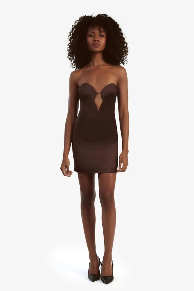 Bardot Party Dresses Women Eleni Satin Mini Dress In Chocolate Chocolate Bardot Party Dresses Women Eleni Satin Mini Dress In Chocolate Chocolate