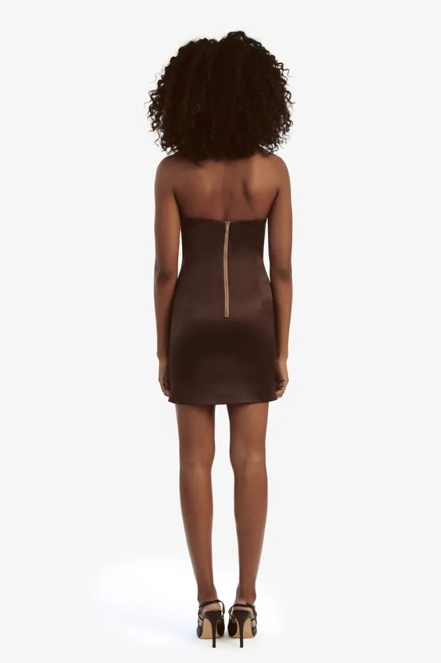 Bardot Party Dresses Women Eleni Satin Mini Dress In Chocolate Chocolate Bardot Party Dresses Women Eleni Satin Mini Dress In Chocolate Chocolate