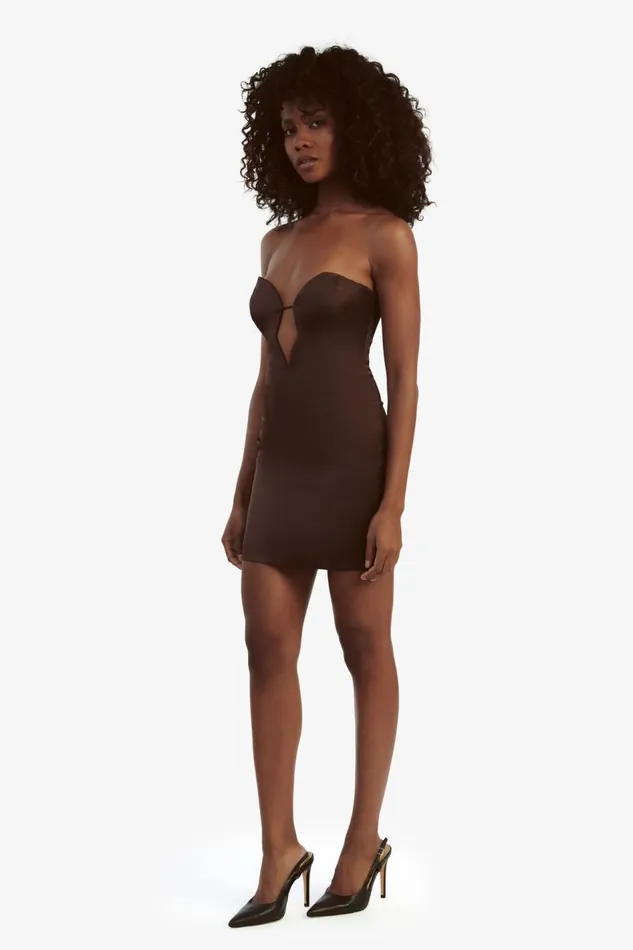 Bardot Party Dresses Women Eleni Satin Mini Dress In Chocolate Chocolate Bardot Party Dresses Women Eleni Satin Mini Dress In Chocolate Chocolate