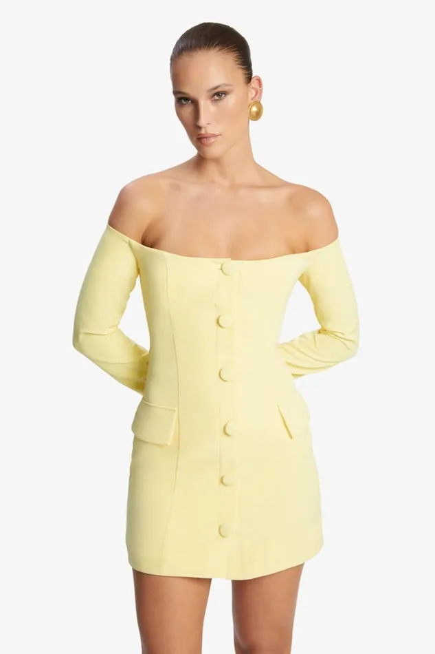 Bardot Party Dresses Women Iria Button Up Mini Dress In Canary Yellow Canary Yellow Bardot Party Dresses Women Iria Button Up Mini Dress In Canary Yellow Canary Yellow