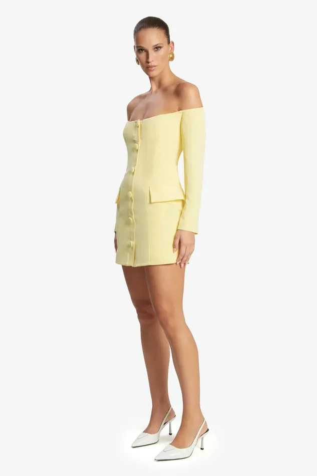 Bardot Party Dresses Women Iria Button Up Mini Dress In Canary Yellow Canary Yellow Bardot Party Dresses Women Iria Button Up Mini Dress In Canary Yellow Canary Yellow