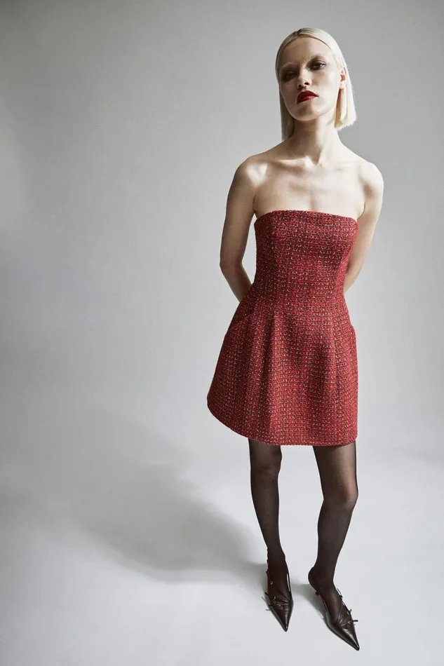 Bardot Party Dresses Women Karoline Boucle Mini Dress In Red Check Red Check