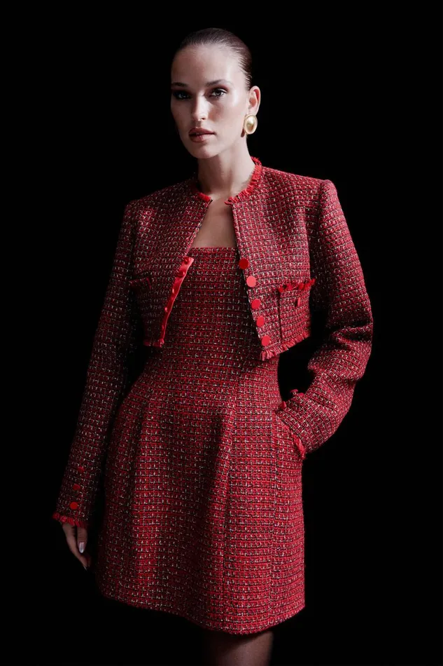 Bardot Party Dresses Women Karoline Boucle Mini Dress In Red Check Red Check Bardot Party Dresses Women Karoline Boucle Mini Dress In Red Check Red Check