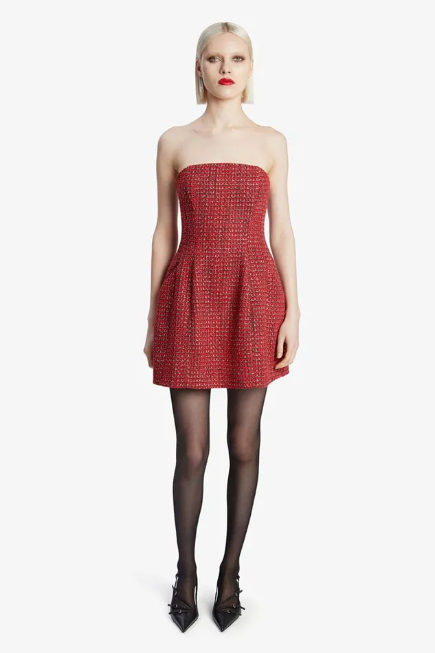 Bardot Party Dresses Women Karoline Boucle Mini Dress In Red Check Red Check Bardot Party Dresses Women Karoline Boucle Mini Dress In Red Check Red Check