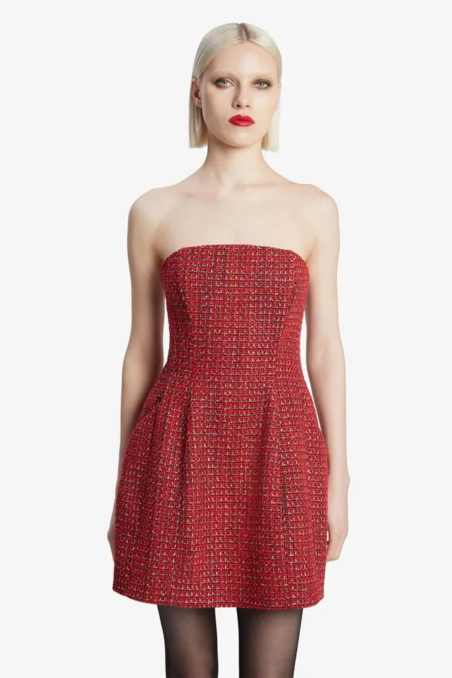 Bardot Party Dresses Women Karoline Boucle Mini Dress In Red Check Red Check Bardot Party Dresses Women Karoline Boucle Mini Dress In Red Check Red Check