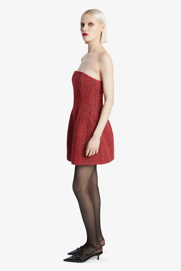 Bardot Party Dresses Women Karoline Boucle Mini Dress In Red Check Red Check Bardot Party Dresses Women Karoline Boucle Mini Dress In Red Check Red Check