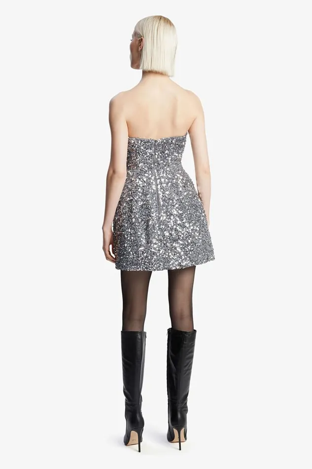 Bardot Party Dresses Women Karoline Sequin Velour Dress In Silver Silver Bardot Party Dresses Women Karoline Sequin Velour Dress In Silver Silver