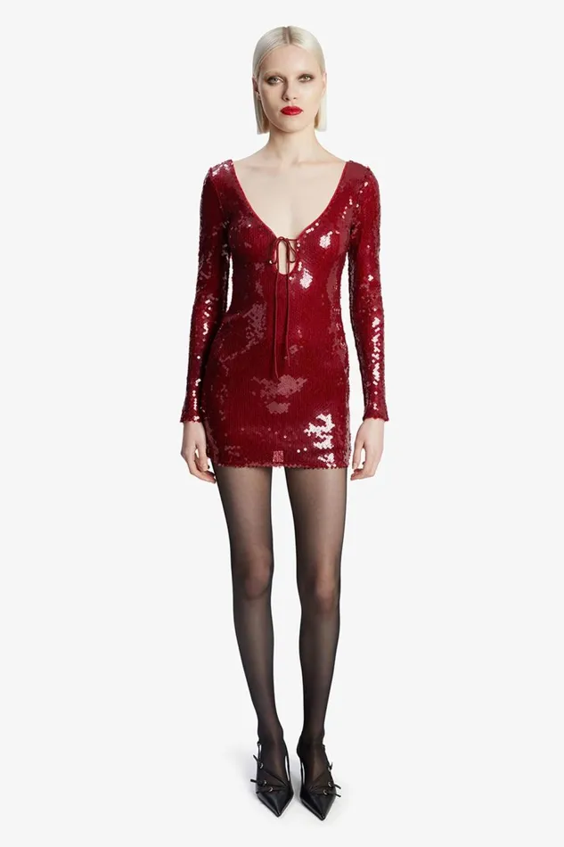 Bardot Party Dresses Women Verona Sequin Mini Dress In Deep Red Deep Red Bardot Party Dresses Women Verona Sequin Mini Dress In Deep Red Deep Red