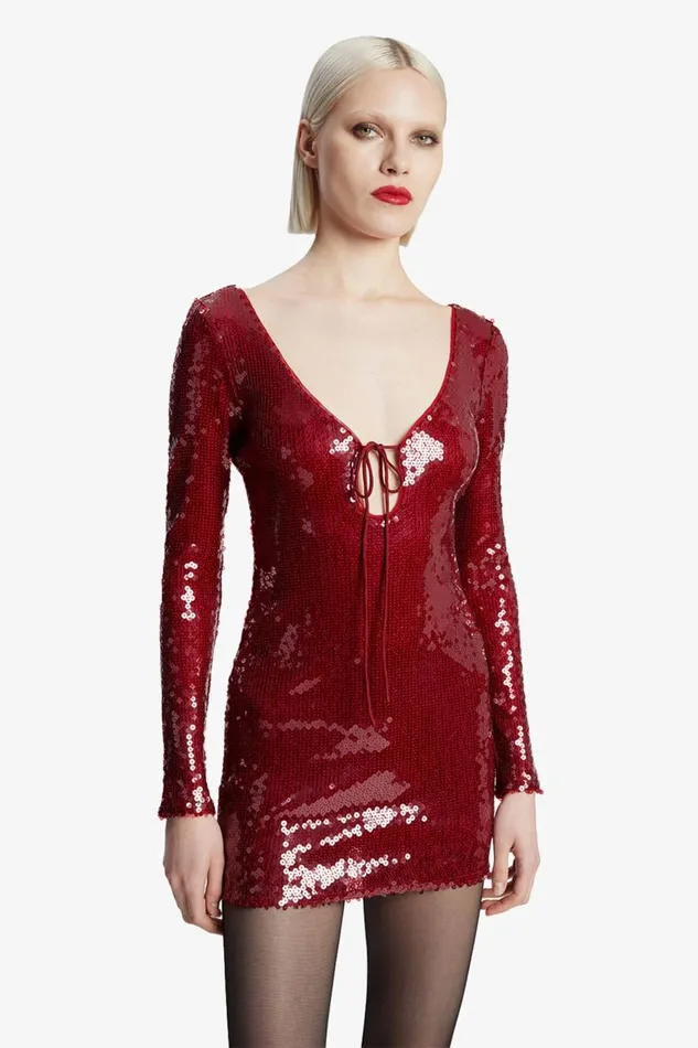 Bardot Party Dresses Women Verona Sequin Mini Dress In Deep Red Deep Red Bardot Party Dresses Women Verona Sequin Mini Dress In Deep Red Deep Red