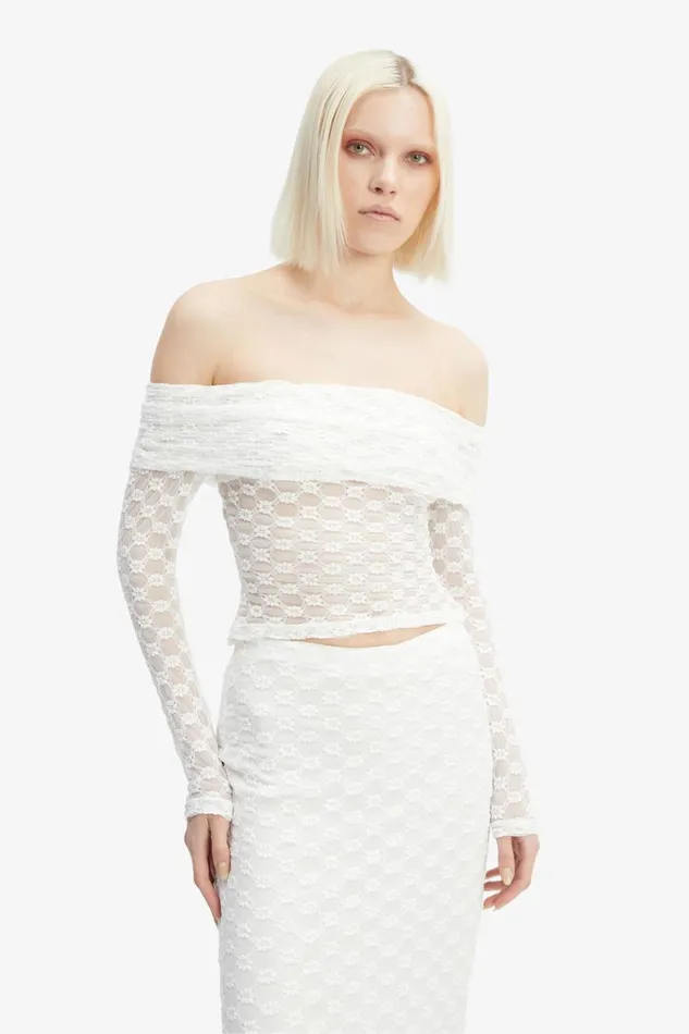 Bardot Party Tops Women Adoni Off The Shoulder Top In Orchid White Orchid White Bardot Party Tops Women Adoni Off The Shoulder Top In Orchid White Orchid White