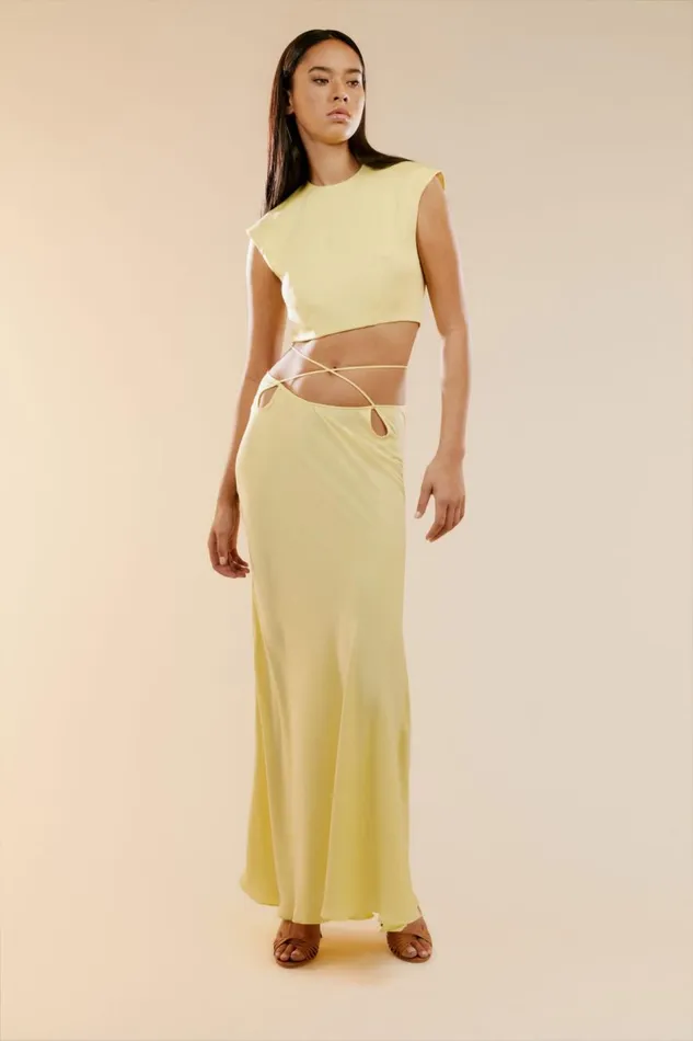 Bardot Party Tops Women Anya Satin Top In Canary Yellow Canary Yellow