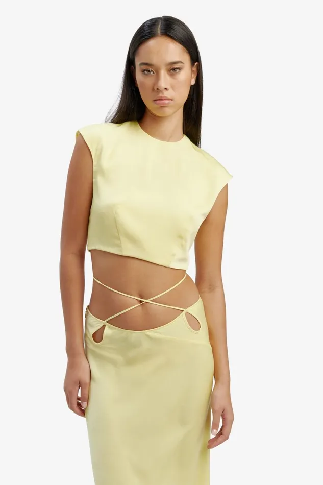Bardot Party Tops Women Anya Satin Top In Canary Yellow Canary Yellow Bardot Party Tops Women Anya Satin Top In Canary Yellow Canary Yellow
