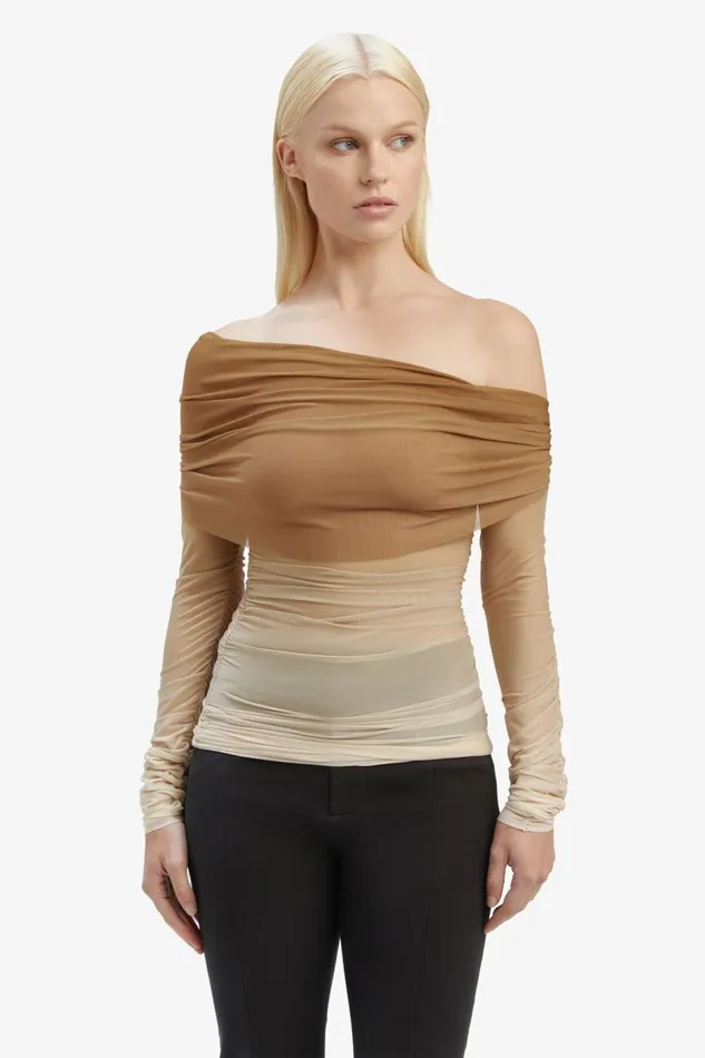 Bardot Party Tops Women Camelia Mesh Top In Brown Ombre Brown Ombre Bardot Party Tops Women Camelia Mesh Top In Brown Ombre Brown Ombre