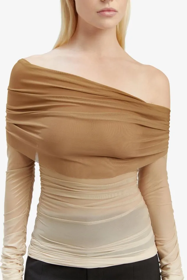 Bardot Party Tops Women Camelia Mesh Top In Brown Ombre Brown Ombre Bardot Party Tops Women Camelia Mesh Top In Brown Ombre Brown Ombre