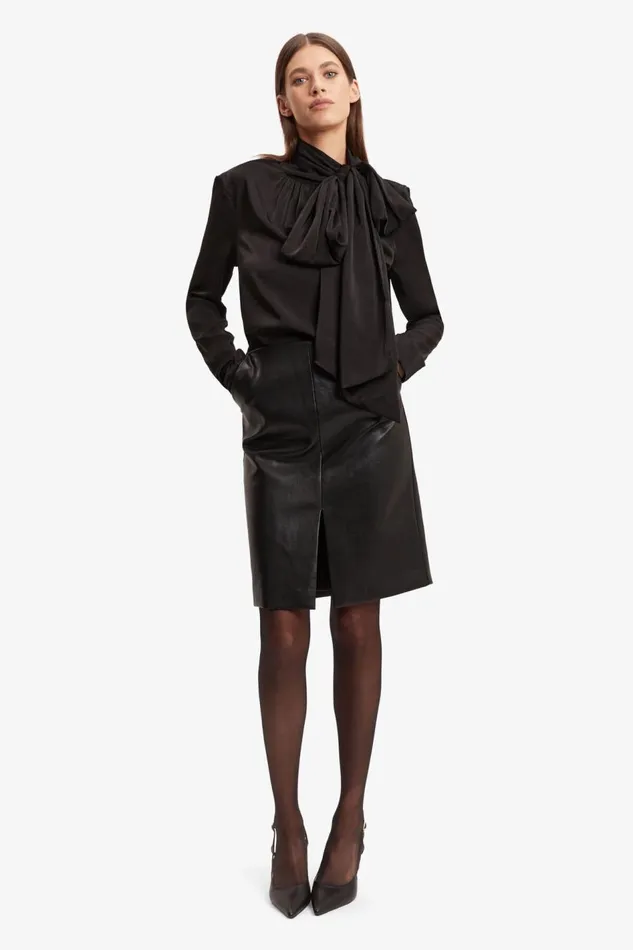 Bardot Party Tops Women Castian Satin Blouse In Black Black Bardot Party Tops Women Castian Satin Blouse In Black Black