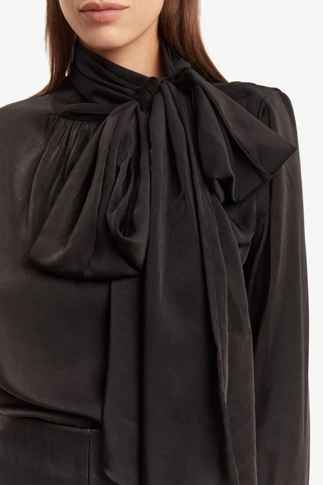 Bardot Party Tops Women Castian Satin Blouse In Black Black Bardot Party Tops Women Castian Satin Blouse In Black Black