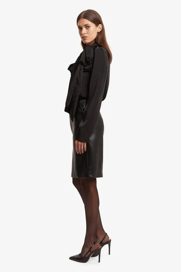 Bardot Party Tops Women Castian Satin Blouse In Black Black Bardot Party Tops Women Castian Satin Blouse In Black Black