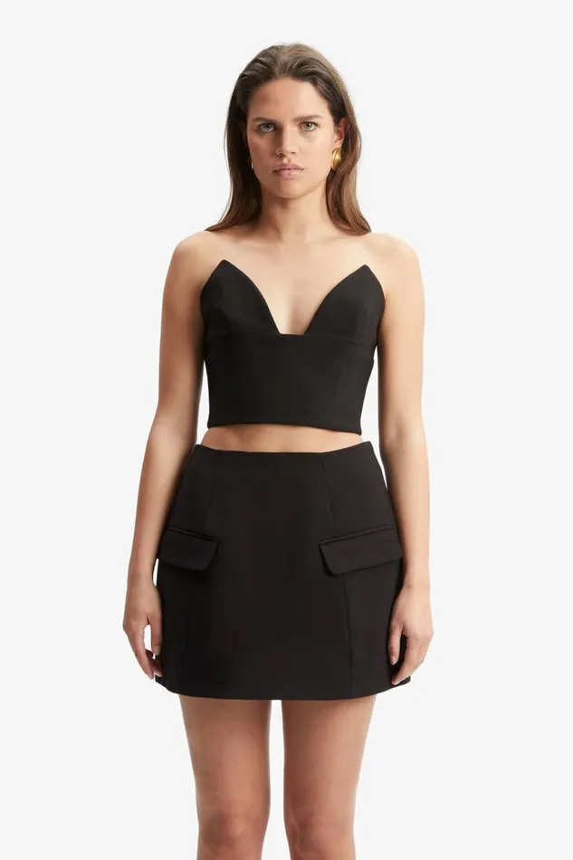 Bardot Party Tops Women Delphi Strapless Crop Top In Black Black Bardot Party Tops Women Delphi Strapless Crop Top In Black Black