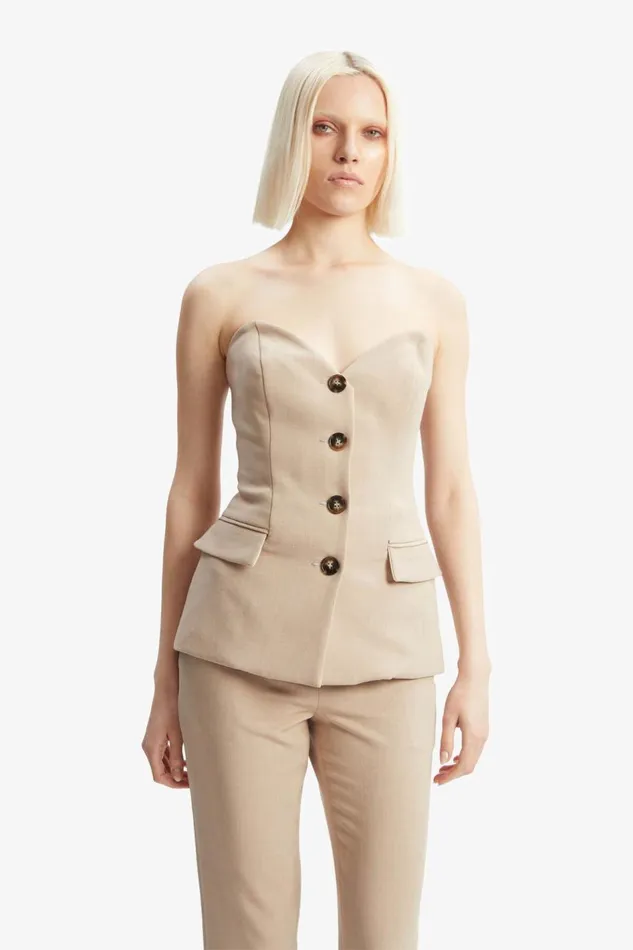 Bardot Party Tops Women Kylian Button Front Top In Tan Tan Bardot Party Tops Women Kylian Button Front Top In Tan Tan
