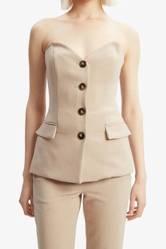 Bardot Party Tops Women Kylian Button Front Top In Tan Tan Bardot Party Tops Women Kylian Button Front Top In Tan Tan