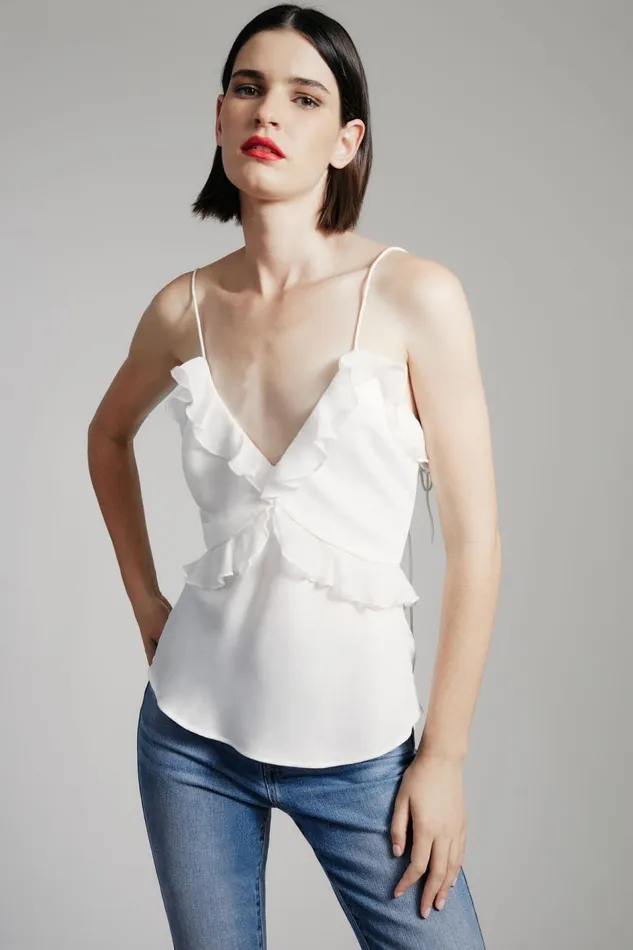 Bardot Party Tops Women Marsella Ruffle Cami In Orchid White Orchid White