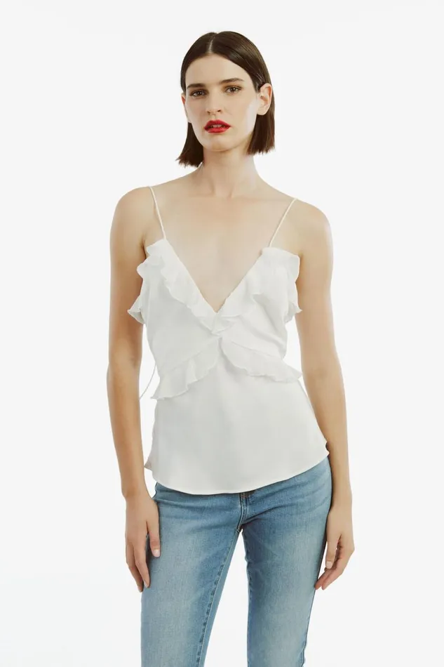 Bardot Party Tops Women Marsella Ruffle Cami In Orchid White Orchid White Bardot Party Tops Women Marsella Ruffle Cami In Orchid White Orchid White