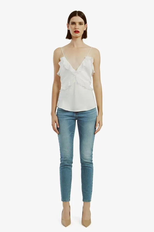 Bardot Party Tops Women Marsella Ruffle Cami In Orchid White Orchid White Bardot Party Tops Women Marsella Ruffle Cami In Orchid White Orchid White