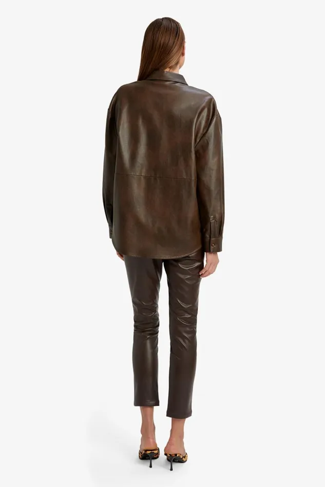 Bardot Shirts and Blouses Women Jaedon Vegan Leather Shirt In Dark Chocolate Dark Chocolate Bardot Shirts and Blouses Women Jaedon Vegan Leather Shirt In Dark Chocolate Dark Chocolate