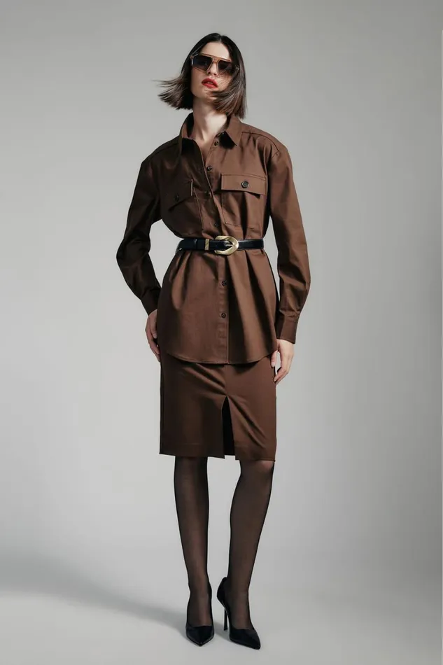 Bardot Shirts and Blouses Women Tybi Cotton Shirt In Chocolate Chocolate