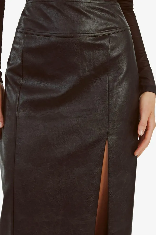 Bardot Skirts Women Dante Vegan Leather Midi Skirt In Black Black Bardot Skirts Women Dante Vegan Leather Midi Skirt In Black Black