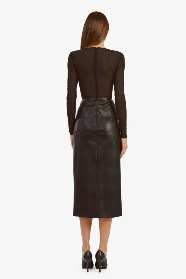 Bardot Skirts Women Dante Vegan Leather Midi Skirt In Black Black Bardot Skirts Women Dante Vegan Leather Midi Skirt In Black Black