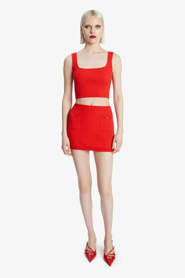 Bardot Skirts Women Sarita Knit Skirt In Deep Red Deep Red