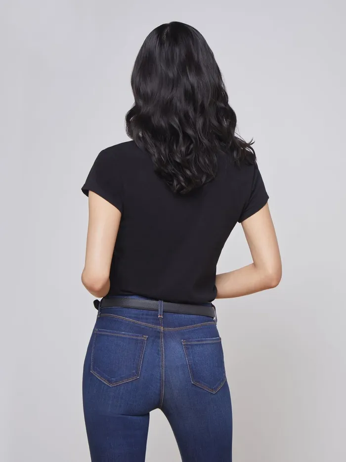 Becca Cotton VNeck Tee Black Women L039Agence Tees Becca Cotton VNeck Tee Black Women L039Agence Tees