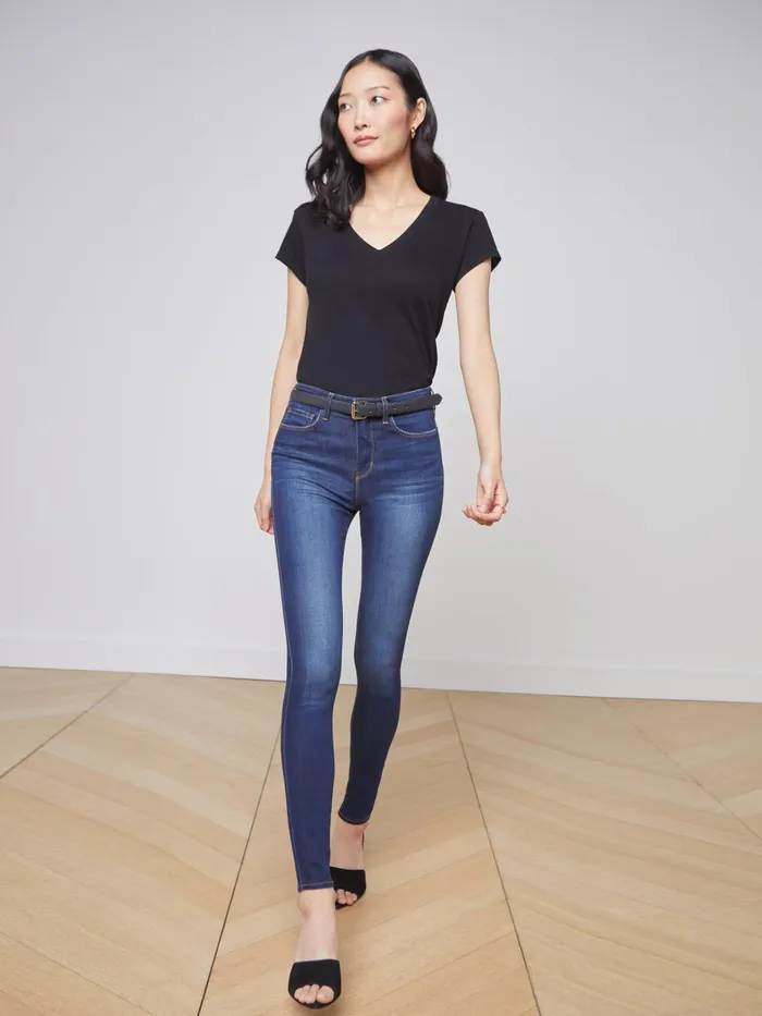 Becca Cotton VNeck Tee Black Women L039Agence Tees Becca Cotton VNeck Tee Black Women L039Agence Tees
