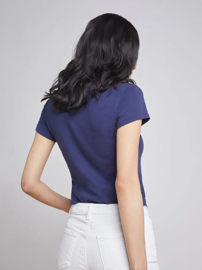 Becca Cotton VNeck Tee Navy Women L039Agence Tees Becca Cotton VNeck Tee Navy Women L039Agence Tees